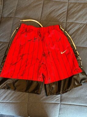 Nike Red and Black Marble Pinstripe Basketball Shorts size xl